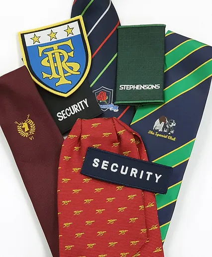 woven badges and ties